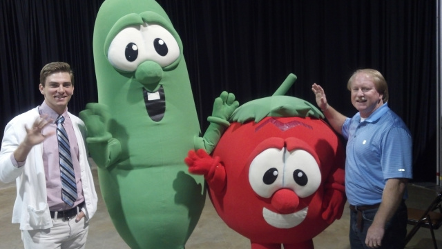 Joey and Derek with Bob and Larry from VeggieTales